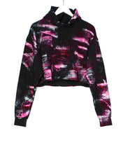 Load image into Gallery viewer, Hand-Painted Cropped Hoodie / Black Raspberry