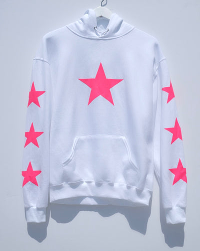 Pocket Hoodie / Neon Pink Star