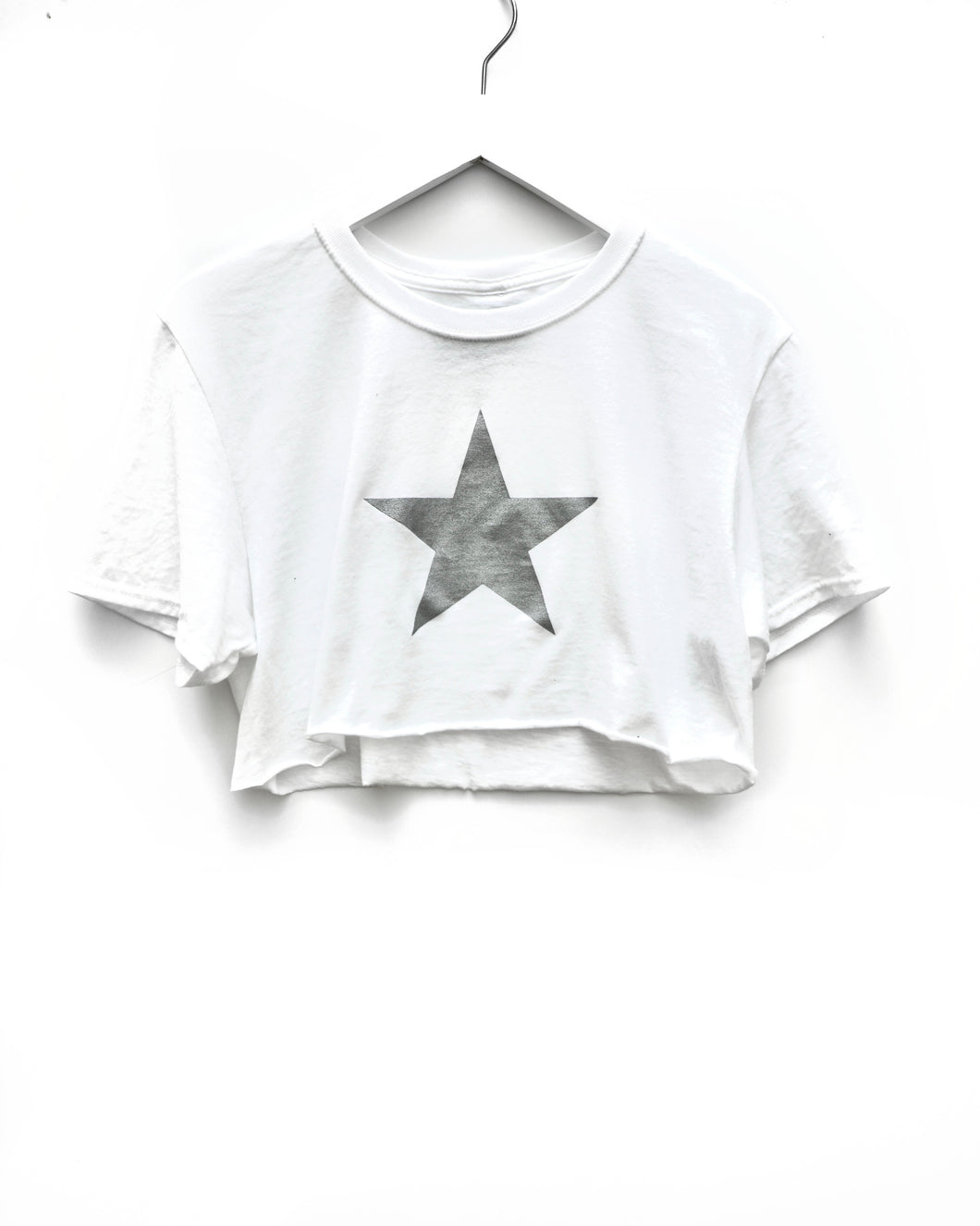 Cropped Crew / White Silver Star