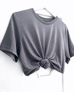 Knotted Crop Crew Tee / Storm