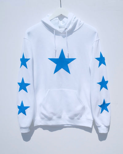Pocket Hoodie / Neon Blue Star