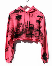 Load image into Gallery viewer, Hand-Painted Cropped Hoodie / Neon Pink &amp; Black