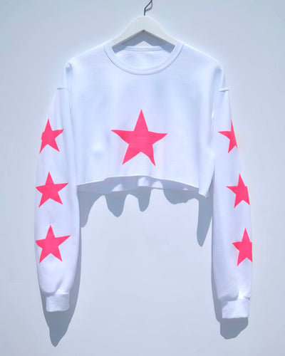 Cropped Crew / Neon Pink Star