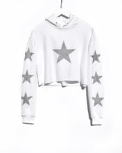 Load image into Gallery viewer, Cropped Hoodie / White Silver Star