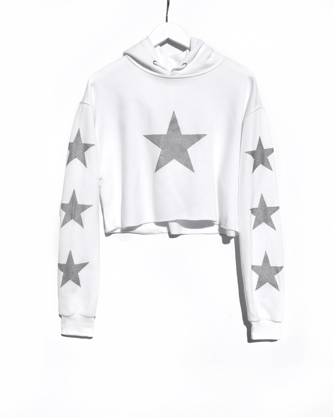 Cropped Hoodie / White Silver Star