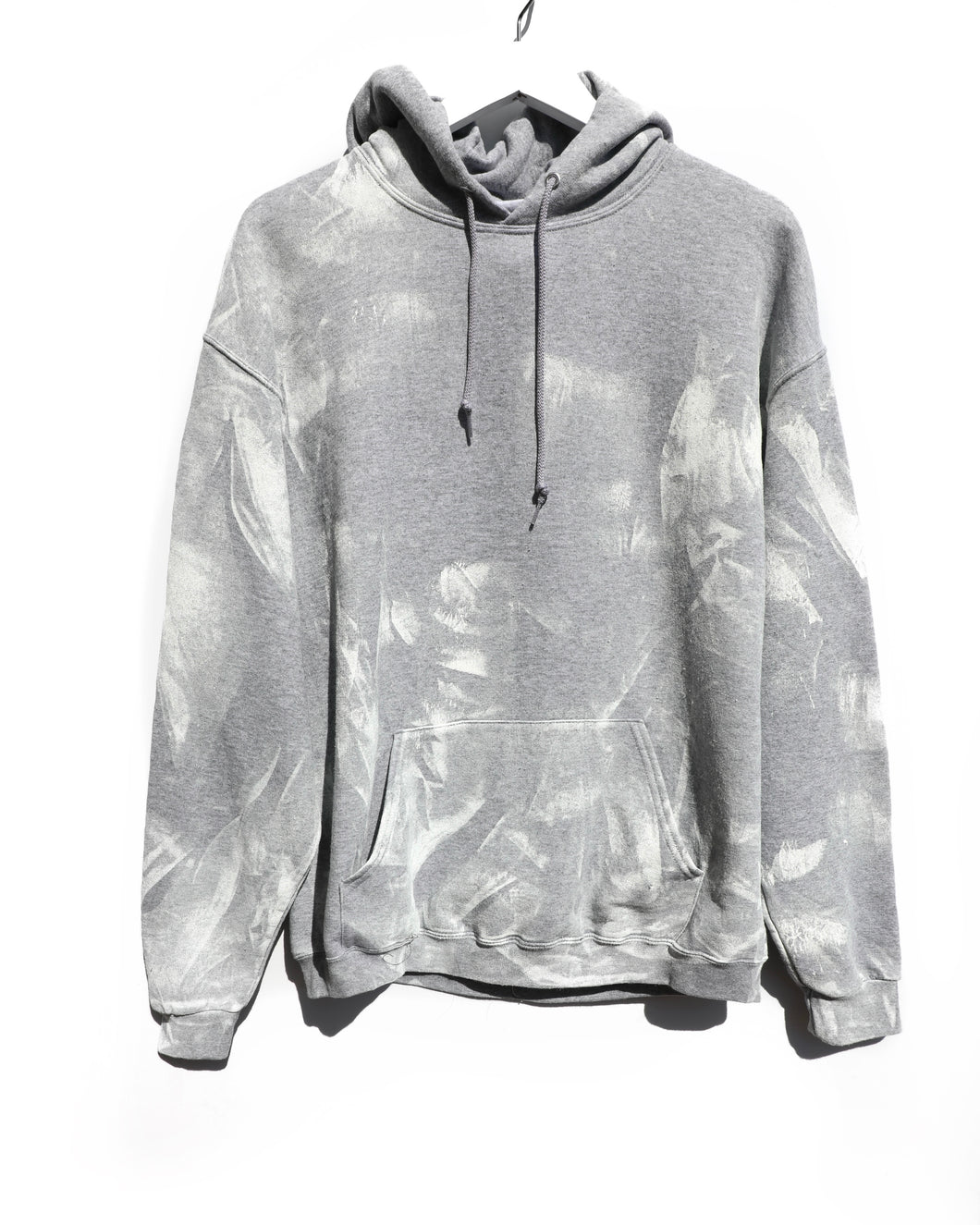 Hand-Painted Pocket Hoodie / Grey White