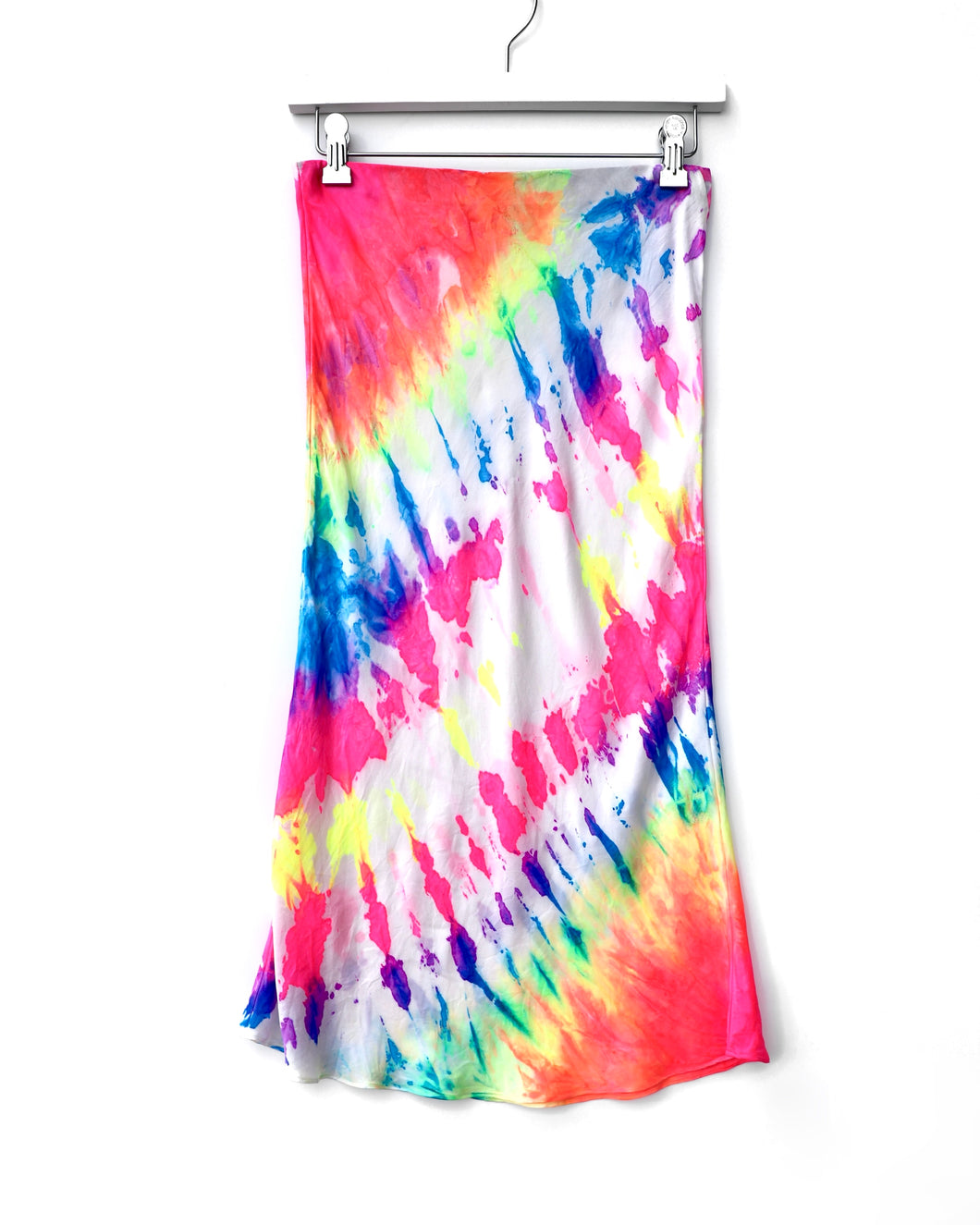 Charmeuse Silk Skirt / Neon Rainbow