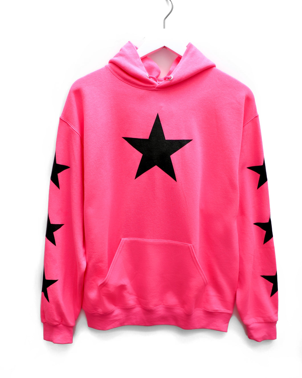 Pocket Hoodie / Hot Pink Black Star
