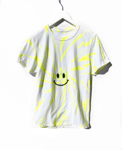 Crew T-Shirt / Neon Yellow Happy Face
