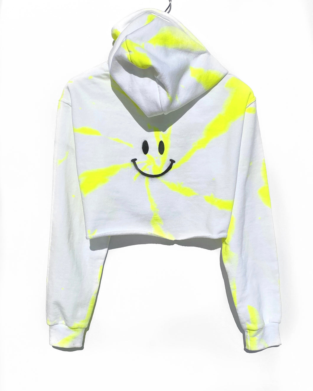 Cropped Hoodie / Neon Happy Face